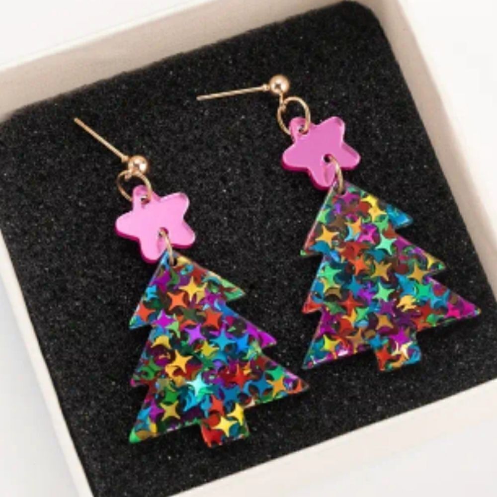 Christmas tree sparkling earrings
